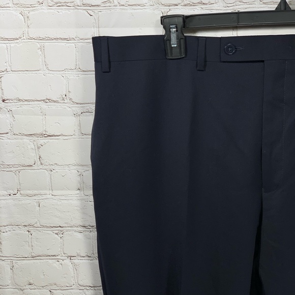 NWT Calvin Klein Navy Wool Unhemmed Trousers Mens - Picture 4 of 6